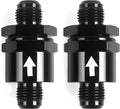 AN6 One Way Non Return Check Valve 6AN to AN6 Male Flare Inline Fitting Aluminum Black 2PCS