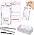 100 PCS Waterproof Backflow Inspection Tags 2.6 x 5.2 Inch Heavy Duty 18 Mil Writable Plastic Tags with Iron Wire & Pen Double-Sided Printing Pre-Punched Holes Maintenance Record for Backflow (White)