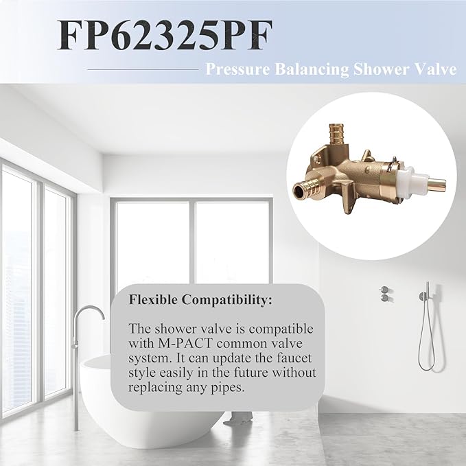 Replacement for FP62325PF Pressure Brass Balancing Valve, Shower Valve with 1/2" Crimp Ring PEX Connection