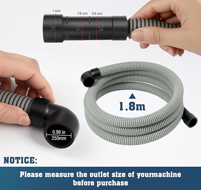 Dishwasher Drain Hose, 1Plusselect 6FT Flexible Discharge Hose Extension Kit, Universal Replacement Drain Hose Fit with 5/8 Inch, 7/8 Inch, or 1 Inch OD Drain Outlet for Dishwasher