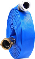 1-1/2" x 50′FT Pool Backwash Hose With Aluminum Pin Lug Fittings, Heavy Duty Reinforced PVC Lay Flat Water Pump Discharge Hose Assembly
