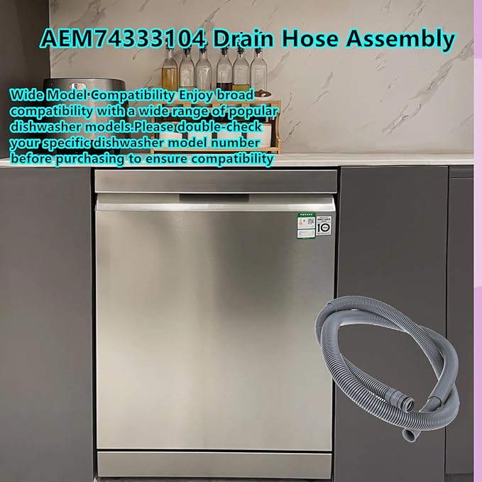 AEM74333104 Drain Hose Assembly Replacement for LG Kenmore Dishwasher Compatible with AP7034217 PS16621806 LDF5545ST LDT7797ST LDF5545SS LDFN3432T LDFN343LS LDFN4542S LDP6810BD LDT5665ST