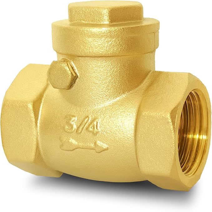3/4" NPT Horizontal Check Valve, Brass Non Return Swing Check Valve to Prevent Water Backflow, Level One Way Counterflow Valve to Prevent the Medium Backflow for Oil Water Gas Air（3/4", DN20）