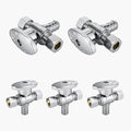 5-Pack GUOFIS PEX Angle Stop Valve with Dual Compression Outlet,1/2" PEX Crimp Inlet x (3/8" x 3/8") Outlet Shut-off Valves(1/4 Turn,Chrome)(VALVE125-5Pack)