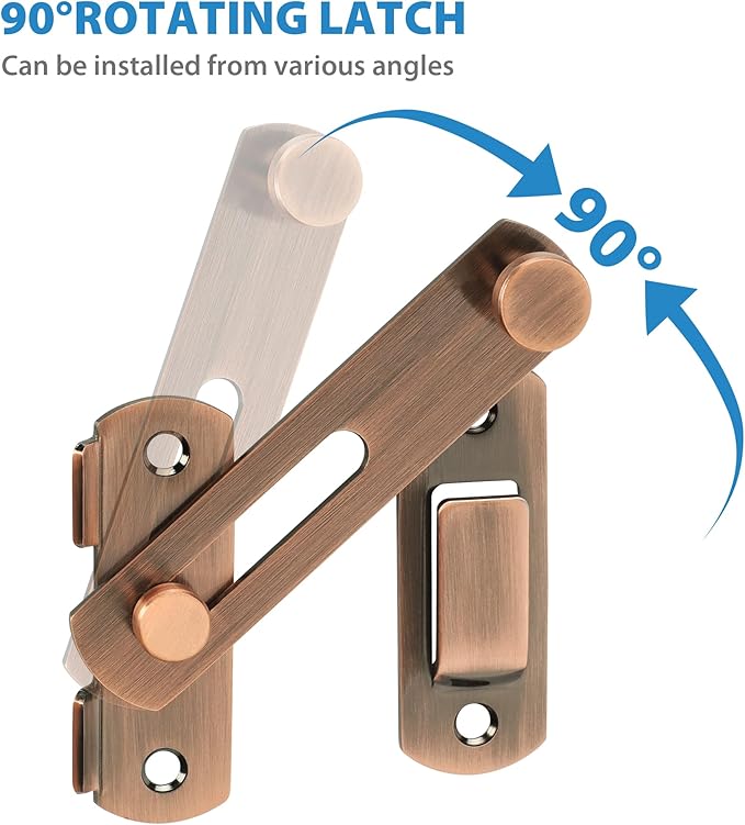 Alise 4 inch Flip Latch Gate Latches,Safety Door Lock for Barn Wood Fence Sliding French Doors,Heavy Duty SUS304 Stainless Steel Gate Hardware Red Bronze MS9500-R
