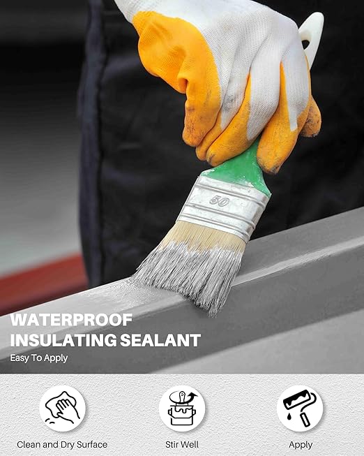 Polyurethane Waterproof Coating 1 Gallon for Indoor & Outdoor Use, Multi-Surface Crack & Leak Repair Coating, Durable Flexible Protective Roof Waterproof Sealant, Light Gray