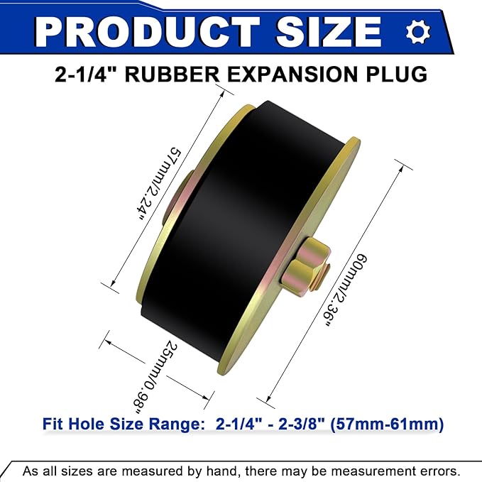2-1/4" Rubber Expansion Freeze Plugs, 3PCS Automotive Engine Expandable Freeze Rubber Plugs Fit Hole: 2-1/4" to 2-3/8” (57 mm - 60 mm)