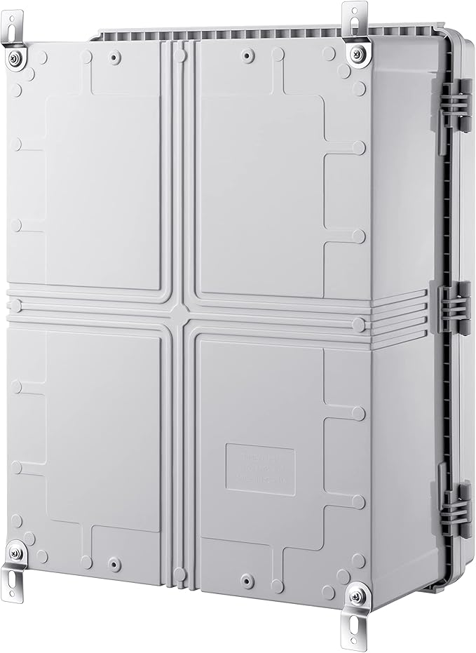 Junction Box, IP67 Waterproof Plastic Enclosure for Electrical Project, Hinged Grey Cover, Includes Mounting Plate and Wall Bracket (Grey Cover with Inner Door, 20"×16.1"×7.9")
