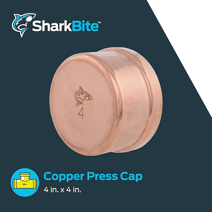 SharkBite 4 Inch End Cap, Copper Press Plumbing Fitting, UPR04105