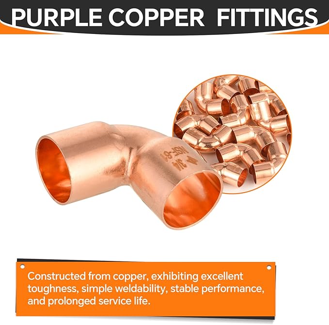 100-Pack HeSun Copper Fittings, 3/4-Inch Short Radius 90-Degree Copper Elbow, C x C with Sweat Solder Connection(COPPER008-100)