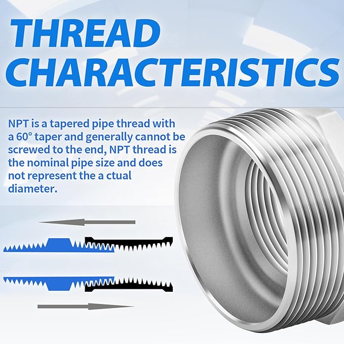ChillWaves 304 Stainless Steel Pipe Fitting, Reducer Hex Bushing 2" NPT Male x 1" NPT Female Thread Adapter(2-PACK)