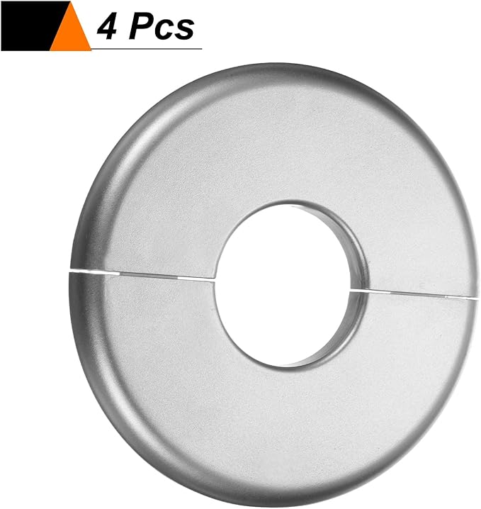 HARFINGTON 4pcs Wall Split Flange 33.5mm/1.3" Self-Adhesive Plumbing Cover Plates ABS Plastic Round Escutcheon Plate Buckle Design for Water Pipe Bathroom Kitchen Decoration, Gray