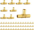 Pack Of 50 Foskan PEX Fittings, 1/2"x1/2"x1/2" Reducing Tee, Brass Barb Crimp PEX Fittings for Hot or Cold Water Distribution