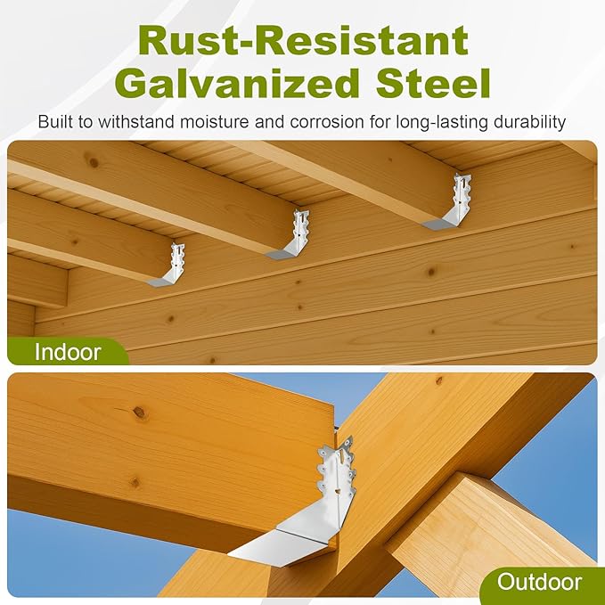 25 Pcs 2x6 Joist Hangers for Wood, 20 Gauge Galvanized Face Mount Joist Hanger, Hurricane Tie Brackets for Deck, Floor, Ceiling, Roofs – Sliver