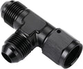 8AN Male Flare Tee T Fitting Adapter with AN8 Female Swivel On Run Aluminum Black