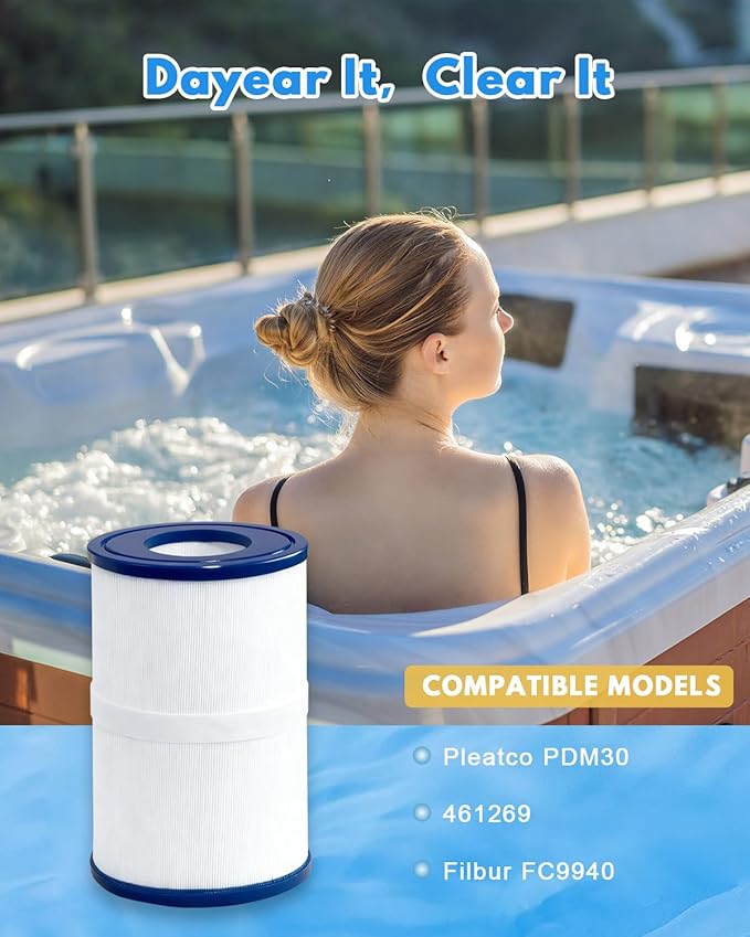 PDM30 Spa Filter Replacement Oval Hot Tub Filter Cartridge 30 Sq. Ft. (2 Pack) for 461269 FC-9940 FC9940M 730L 730S
