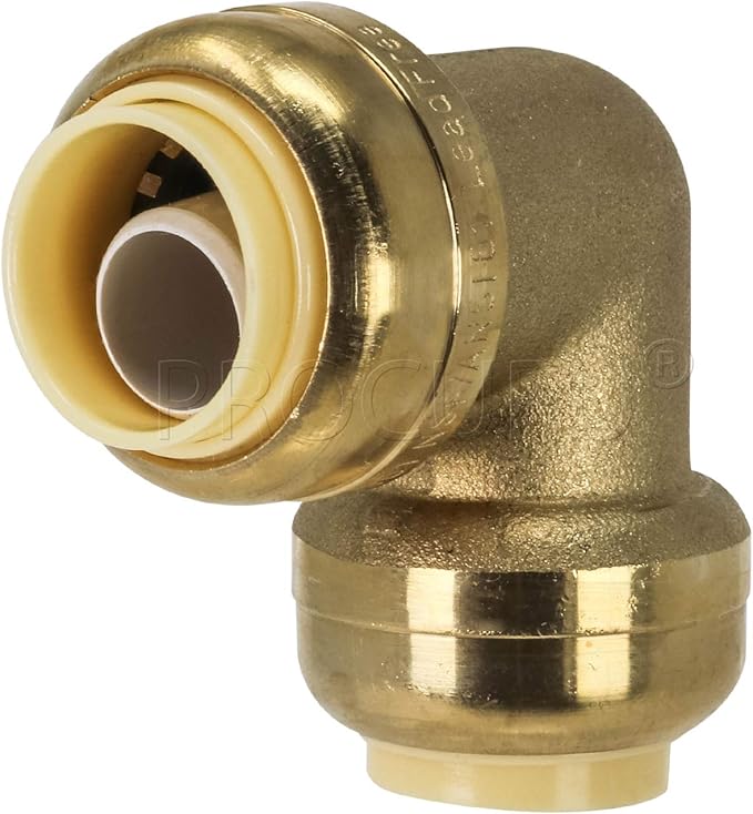 [10-Pack] PROCURU 1-Inch Pushfit 90-Degree Elbow, Push-to-Connect Brass Plumbing Fitting for Copper, PEX, CPVC, PE-RT Pipe (8X2016-10P)