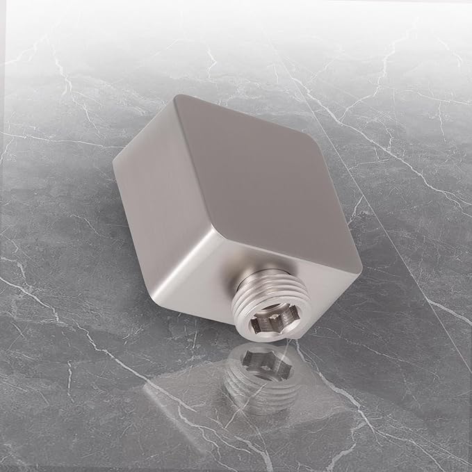 Wall Supply Elbow for Hand Held Shower, Solid Brass Square Mount in Brushed Nickel, JB-022BN