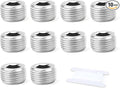 10PCS 304 Stainless Steel Internal Hex Thread Socket Pipe Plug Fitting, 3/8" NPT Male, for Fuel/Airl/Water/Gas/Oil