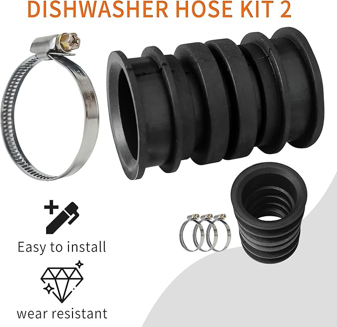 Dishwasher Hose Kit W11419334 for Whirlpool Jenn-Air KitchenAid Maytag Kenmore AP6981352 4960330 W11250985 PS12745538 EAP12745538 Circulation Pump to Sump Connect Hose (2-Piece)