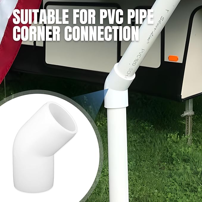 20-Pack 1/2 inch 45 Degree Elbow PVC Fitting, 2 Way Furniture Grade Pipe Connector for DIY PVC Shelf Building Furniture Greenhouse Garden Support Structure Frame