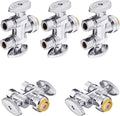 5-Pack Foskan Dual Outlet Push Fit Straight Stop Valve,1/4 Turn Straight Shut off Valve,1/2" Push Fit x 3/8" OD x 3/8" OD,Chrome Plated Brass