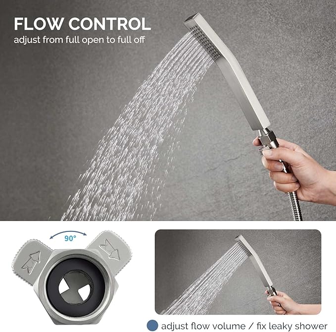Water Flow Control Valve, Angle Simple Brass Shower Shut Off Valve, Flow Restrictor for Handheld Shower, Bidet Sprayer, Brushed Nickel