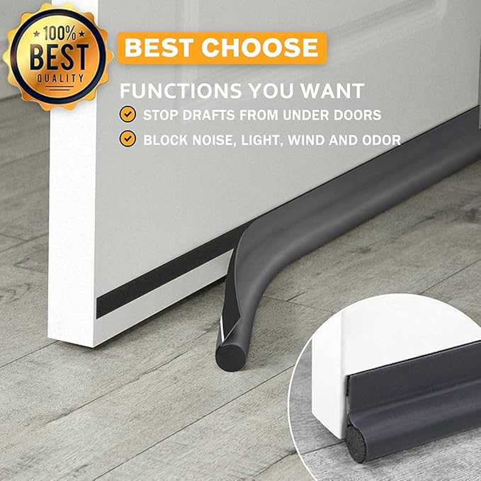 MAXTID Under Door Draft Stopper 36 inches Grey Door Draft Blocker Exterior Door Seal Strips Weatherstripping Doors Sweep Guard