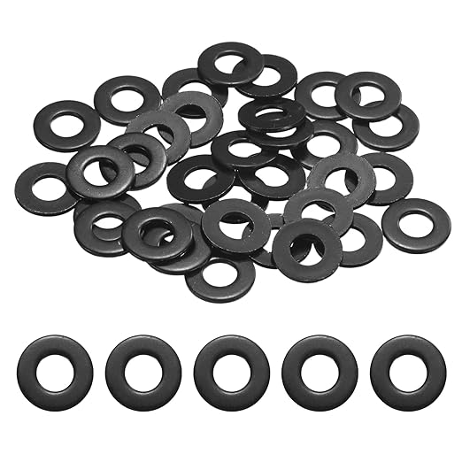 50-Pack 1/4" Flat Washers, 5/8" OD 304 Stainless Steel Washers for Bolts Screws Nuts for Automotive/Machinery/Furniture, Flat Metal Washers [Black Galvanized]