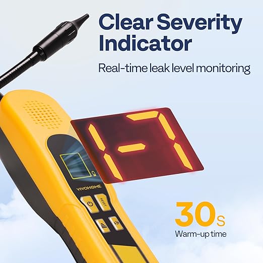 VIVOHOME HVAC Refrigerant Freon Leak Detector, Battery Powered, AC Sniffer Leak Detector for R134a R410a R1234yf R454B R32 CFCs HCFCs HFCs HFOs HCs, Max Sensitivity up to 0.1oz./yr