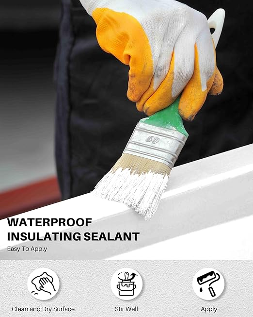 Waterproof Sealant - 2 Gallon, White, Multi-Surface Leak Repair Coating, Indoor & Outdoor Polyurethane Waterproof Coating, Crack & Leak Fix, Durable Water-Based Rubber Sealant, Easy to Apply