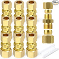 GASHER 10PCS Brass Compression Tube Pipe Fitting Connector, 8mmx12mm Tube OD Connector