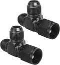 10AN Flare Male Tee Fitting Adapter with AN10 Female Swivel on Run Aluminum 2Pcs