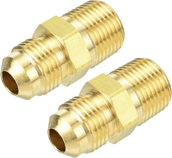 uxcell Brass Tube Fitting, 3/8O.D x 3/8NPT Brass Flared Pipe Adapter Fittings Reducing Nipples Connector, Half Union Gas Adapter for Pipe Connections, Hydraulics, Refrigeration