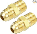 uxcell 2Pcs Brass Tube Fitting, 3/8O.D x 3/8NPT Brass Flared Pipe Adapter Fittings Reducing Nipples Connector, Half Union Gas Adapter for Pipe Connections, Hydraulics, Refrigeration