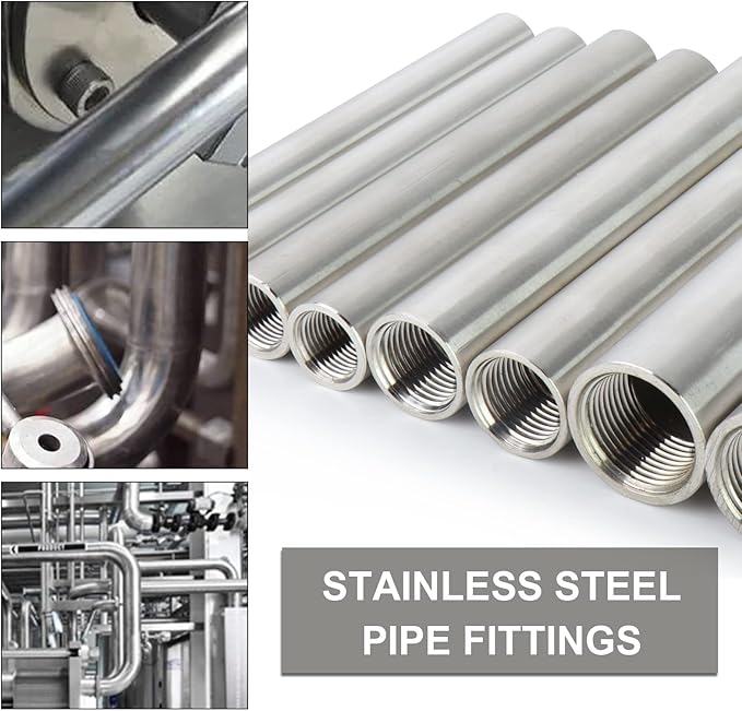 TAISHER 2PCS Stainless Steel Pipe Fittings, 3/4" NPT x 3/4" NPT Female Threaded, 2" Length Nipple Cast Pipe