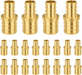 20-Pack Foskan 3/8" x 1/2" PEX Straight Reducing Coupling,Brass Crimp Fittings for PEX Tubing Pipe