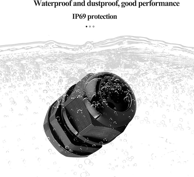 12Pcs Black Cable Glands Adjustable NPT Waterproof Glands 1/4" Cord Grip Strain Relief Wire Plastic Cable Connectors NPT Waterproof Grommet Wire Gland Electrical Conduit Fittings Bulkhead Connector