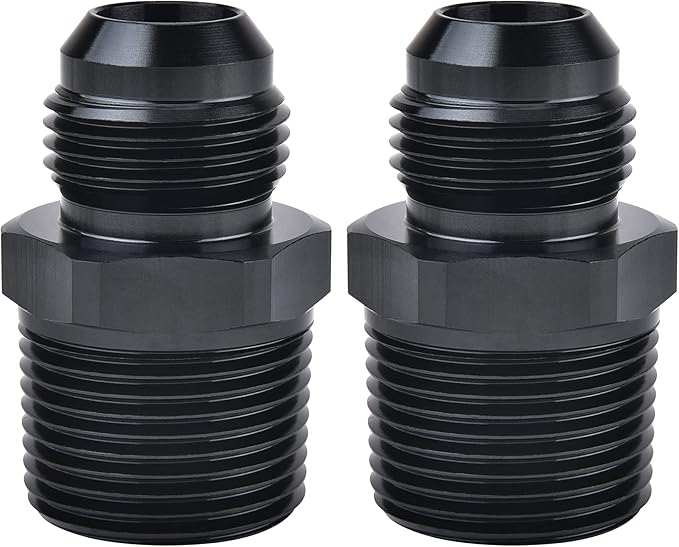 EVIL ENERGY 10AN Male Flare to 3/4" NPT Pipe Fitting Adapter Aluminum Straight Black 2PCS
