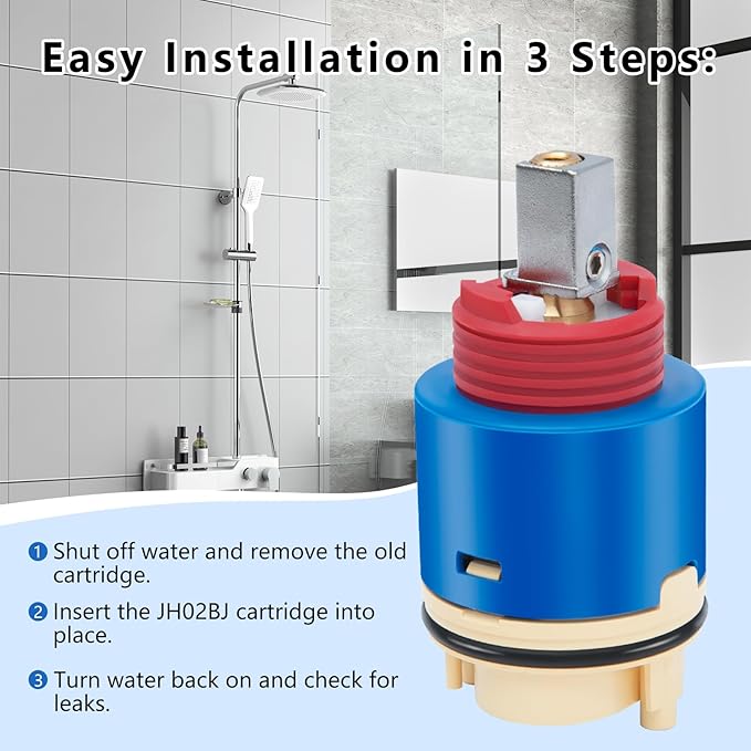 JH02BJ HL-40 Ceramic Pressure Balance Cartridge Replacement for Zurn, CFG, Dominion, Aqua Source, and More, 40mm Shower Faucet Cartridge