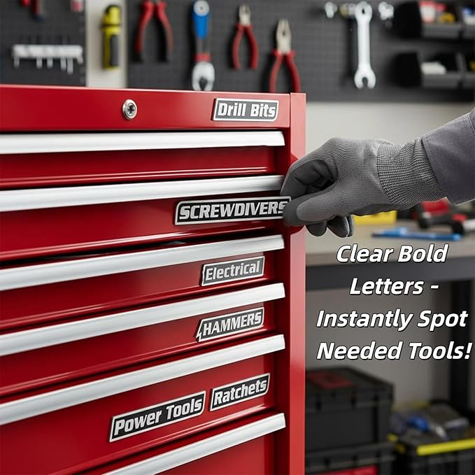 Magnetic Tool Box Labels, 12 Pack of Magnetic Toolbox Labels, Reusable Tags for Steel Toolboxes, Carts, Drawers, and Cabinets,Suitable for Mechanics (Green)
