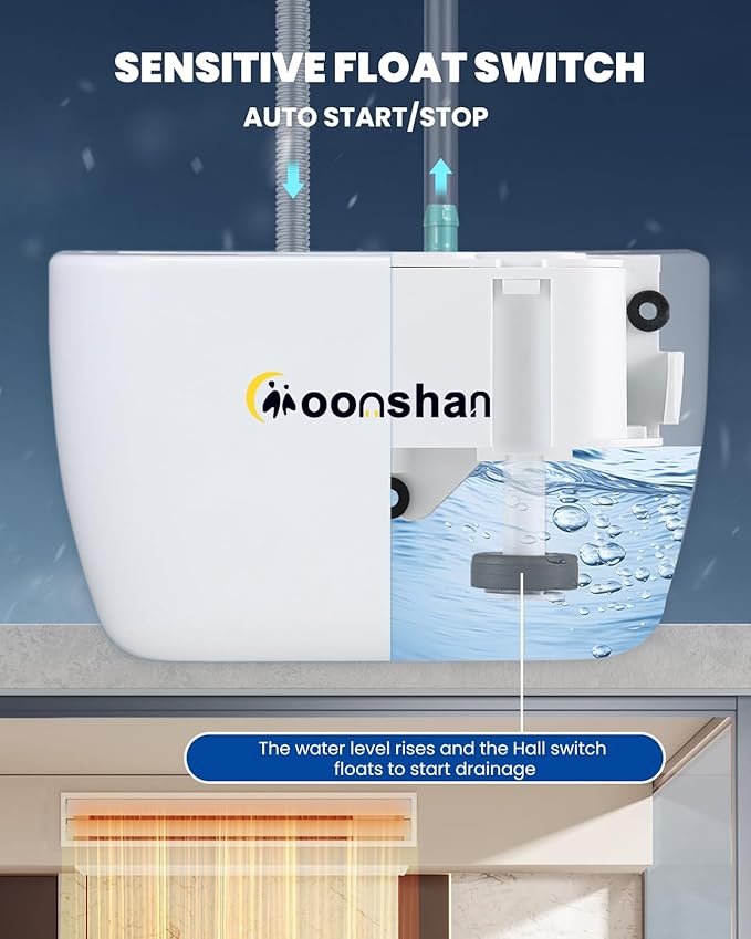 Mini Split Condensate Pump for HVAC 100-240V Automatic Condensation Drain Removal Silent Condensate Pump with 10 FT Tube Wall Mounted for Air Conditioner, Furnace, Dehumidifier, Ice Maker