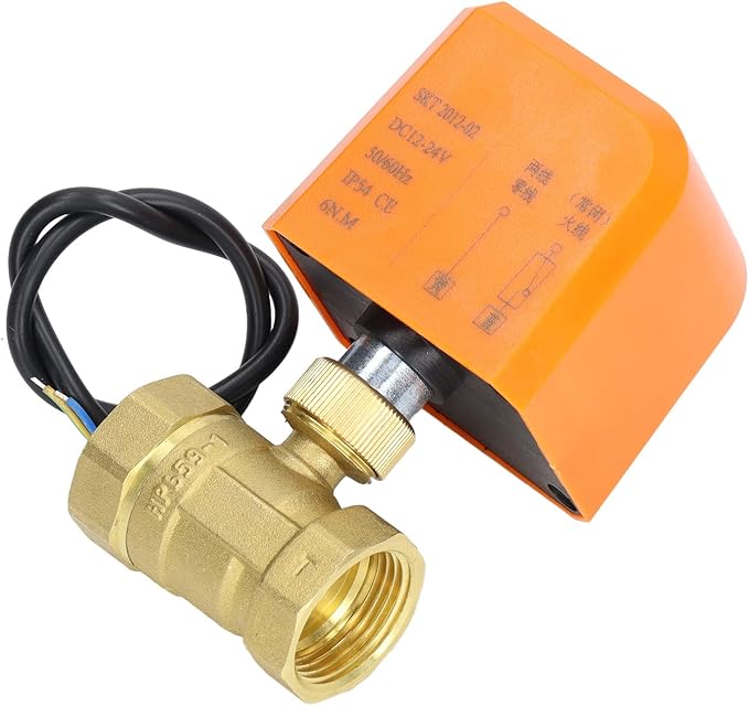 DN25 2 Way 2 Wire Electric Ball Valve Normally Closed Brass Universal Ball Valve DC12 24V High Performance Water Flow Control for Plumbing Systems Brass Material 1 Inch Interface