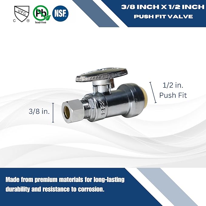XFITTING OD Compression 3/8 Inch x 1/2 Inch Push Fit Straight Valve, 25-3-1=5XX, 5 Pieces