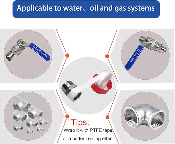 3/4" Male x 1/4" Male NPT Threaded Reducing Hex Nipple， 304 Stainless Steel Reducing Pipe Fitting Nipple Adapter With Teflon Plumbers Tape (Pack of 2)