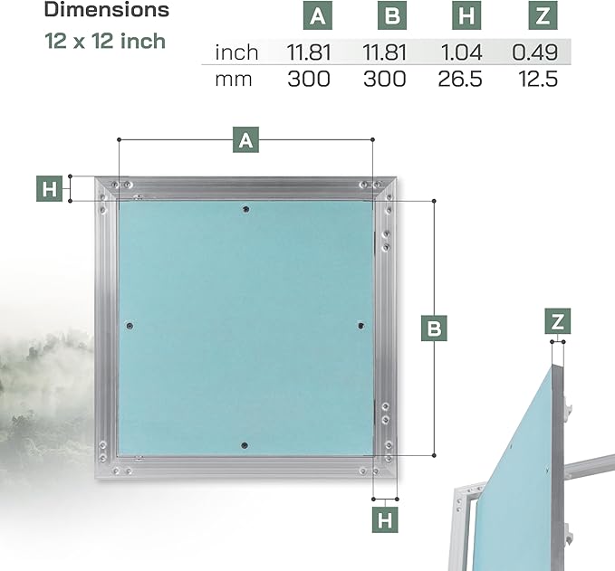 Vent Systems 12" x 12" Inch Access Panel - Drywall, Wall, Electrical, Plumbing Cover Plate - Ceiling, Wall Mount Drywall Access Panel - Metal Crawl Space Door for Home, Garage, Basement, Attic