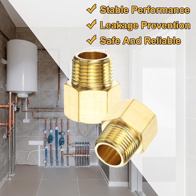 PATIKIL Brass Pipe Fitting, 1Pcs 3/8" NPT Male to 3/8" NPT Female Pipe Reducer Adapter Extension Connectors Brass Fittings for Water Gas Refrigeration