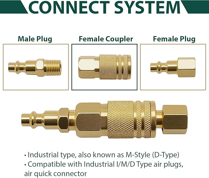 12Pcs 1/4 Inch Air Hose Fittings, 1/4'' NPT Female Industrial Couplers, Industrial Interchange Quick Connect Air Couplings, Air Tool Fittings for Professional Jobsite, Auto Shop, DIY User