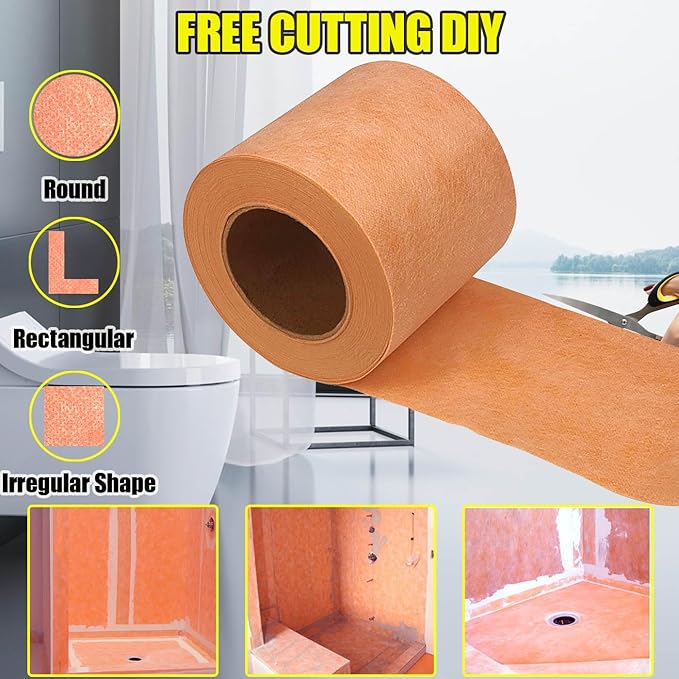 Waterproof Membrane for Shower 5 in x 83 ft / 33.6 SQ FT Waterproofing Shower Membrane 19.7mil Thickness Waterproof for Sauna Bathroom Walls Tile Underlayment 33.6 SQFT Polyethylene Fabric Roll