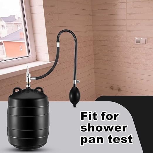Nuanchu 2 Sets 6 Inch Test Plugs Inflatable Pipe Ball Plugs with Gas Tubes and Inflator Pumps, Black Rubber Pressure Test Balls for Toilet Drain Sewage Pipeline Inspection